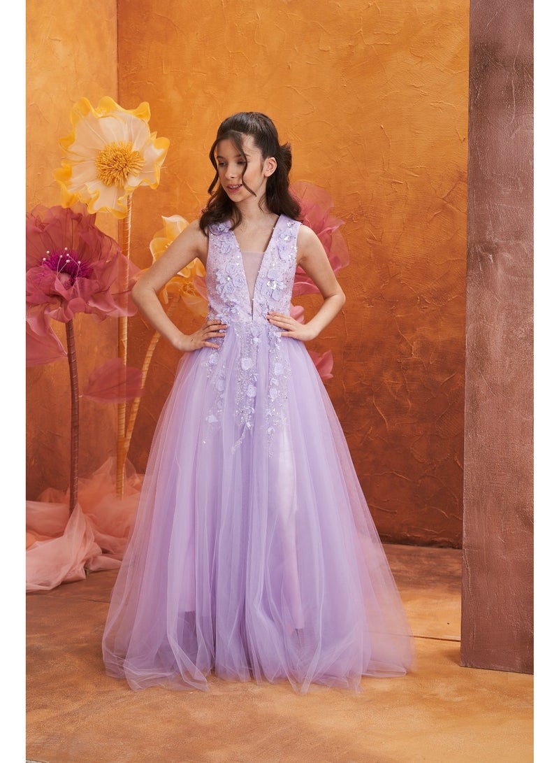 فيا بامبينو فستان تول مزين بالزهور - Image 3