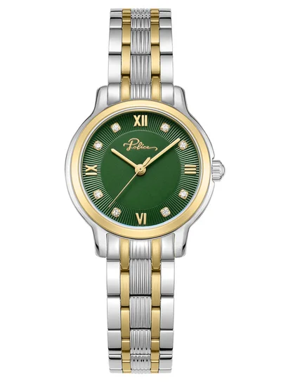 POLICE Women's Charm 27mm Women's Watch with Green Dial & 316L Stainless Steel Bracelet