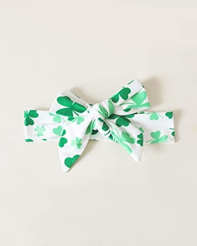 SODLON St. Patrick's Day Outfits Baby Girl Clothes 12 18 Months Long Sleeve Ruffle Top 18 months girl clothes Shamrock Print Pants Headband Winter Fall Clothing Sets Green - Image 4