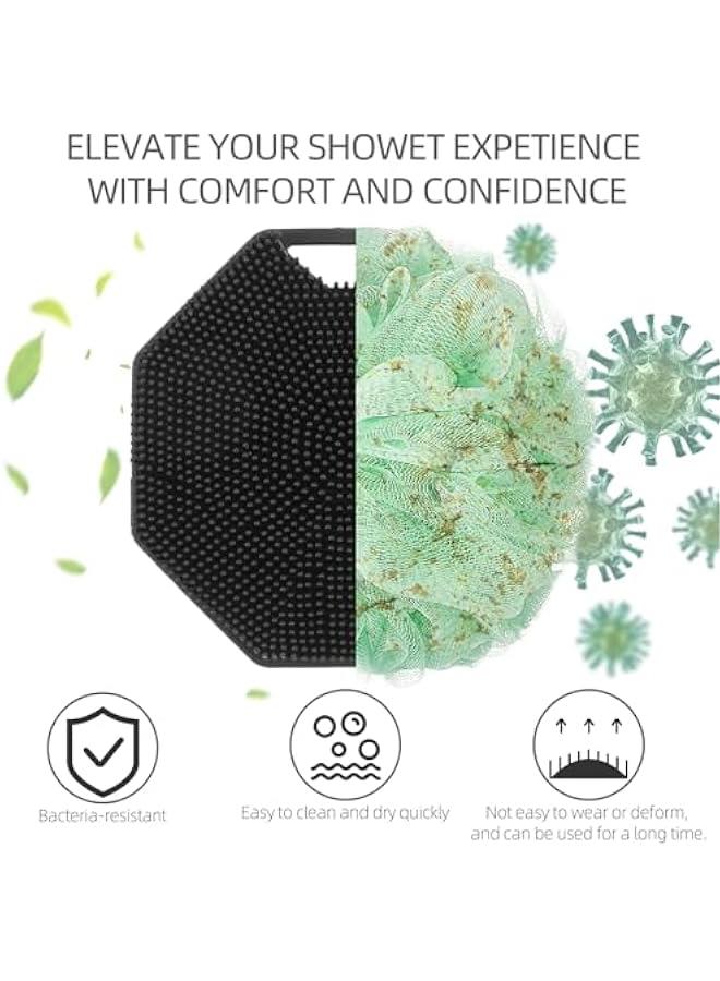 2Pack Silicone Body Scrubber,  Body Buffer Exfoliating Brush with Silicone Loofah, Scalp Exfoliator Hair Shampoo Skin Cleaning Brush, Bath & Body Brushes for Men Wen use in Shower (2Pack) - Image 2