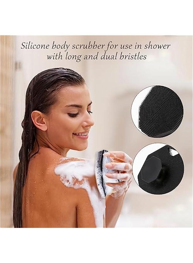 2Pack Silicone Body Scrubber,  Body Buffer Exfoliating Brush with Silicone Loofah, Scalp Exfoliator Hair Shampoo Skin Cleaning Brush, Bath & Body Brushes for Men Wen use in Shower (2Pack) - Image 3
