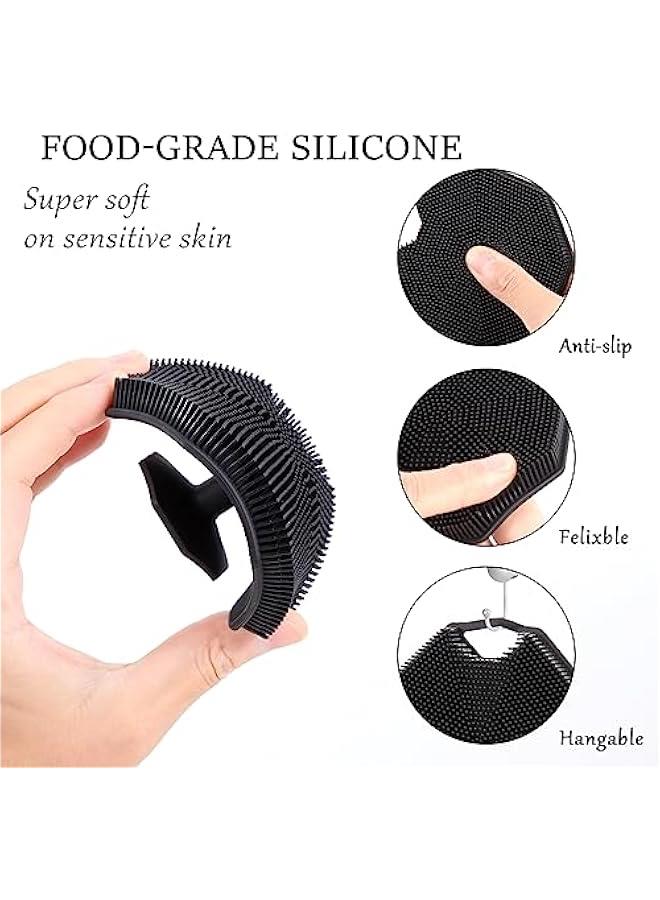 2Pack Silicone Body Scrubber,  Body Buffer Exfoliating Brush with Silicone Loofah, Scalp Exfoliator Hair Shampoo Skin Cleaning Brush, Bath & Body Brushes for Men Wen use in Shower (2Pack) - Image 4