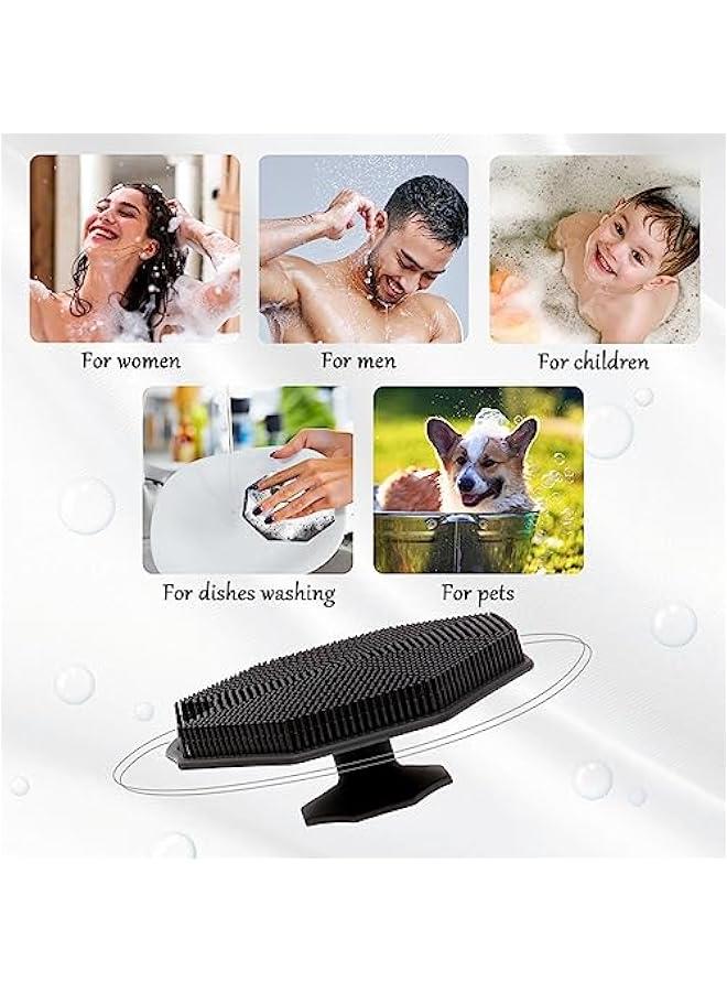 2Pack Silicone Body Scrubber,  Body Buffer Exfoliating Brush with Silicone Loofah, Scalp Exfoliator Hair Shampoo Skin Cleaning Brush, Bath & Body Brushes for Men Wen use in Shower (2Pack) - Image 5