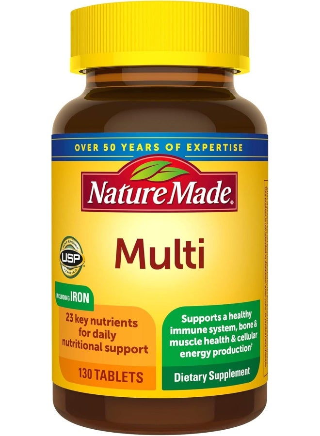 Nature Made Multivitamin Tablets with Vitamin D3 and Iron, 130 Count for Daily Nutritional Support - Image 1
