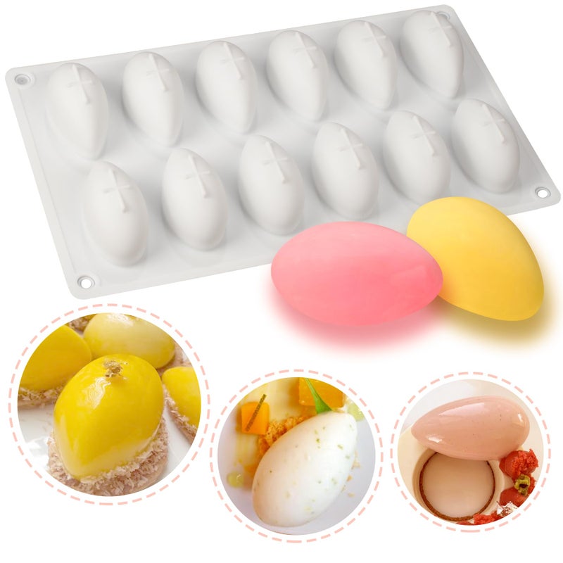 FUNSHOWCASE Quenelle Dessert Silicone Mold 3D Tray 12 Cavities Each 29x15x14 Inches
