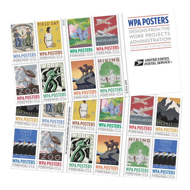 USPS WPA Posters Book of 20 Forever Postage Stamp Work Projects Administration (1 Book of 20 Stamps) Scott5189b - Image 2