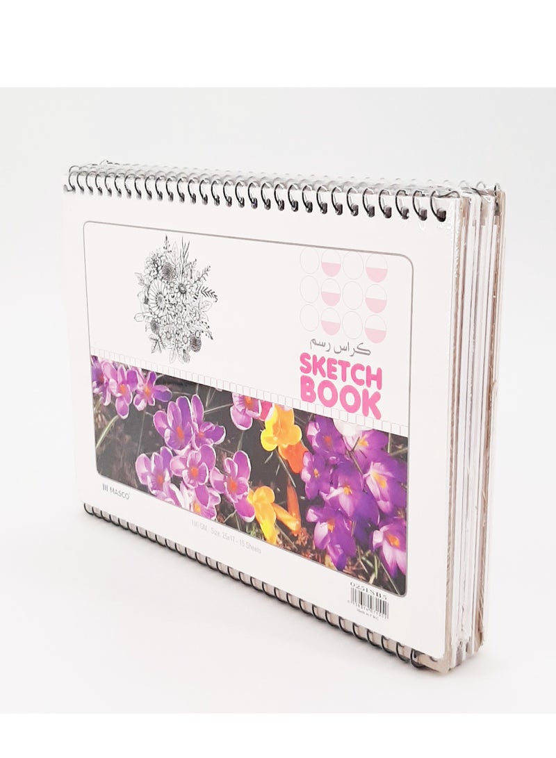 MASCO Sketch Books 25x17 cm (Pack of 10) – 100 GSM Smooth Paper, 15 Sheets Each - Image 2