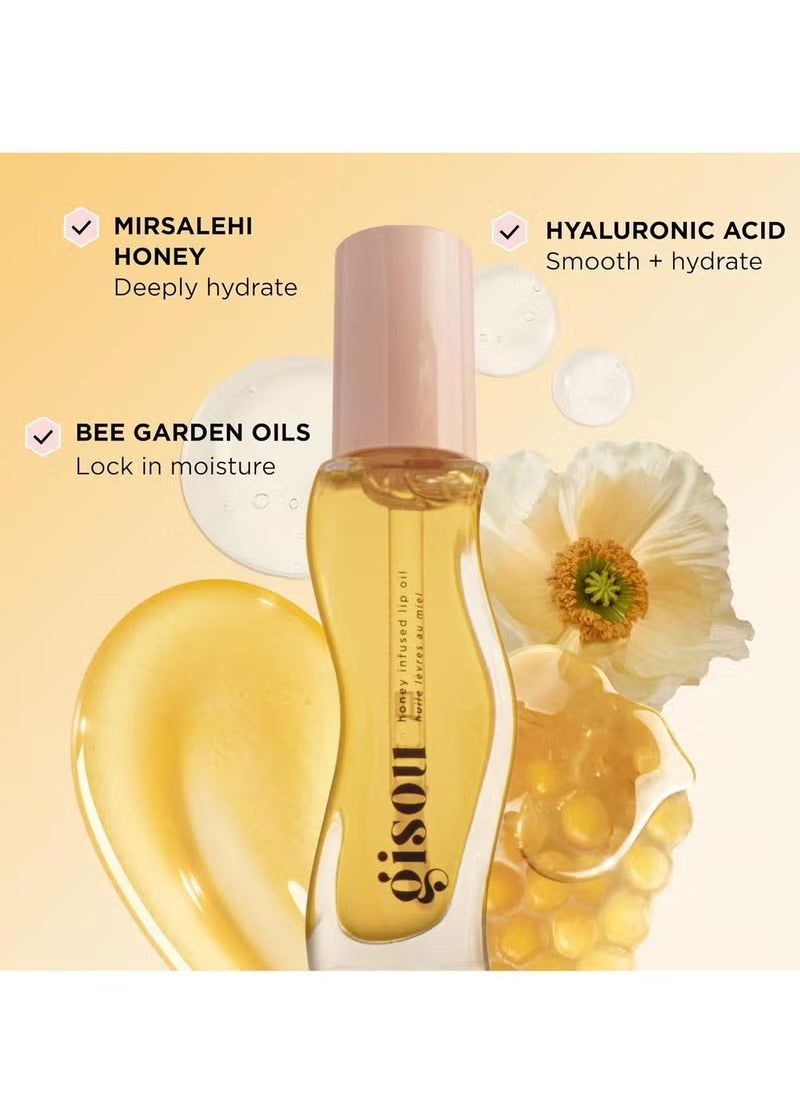 Gisou Honey Infused Hydrating Lip Oil, Nourishing Moisturizer for Dry Lips, High Shine, Smooth Finish, Clear Golden Glow, Fresh Honey Scent, 8ml  - Image 3