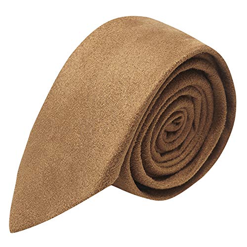 King & Priory Luxury Golden Brown Suede Necktie, Moleskin, Tan - Image 1