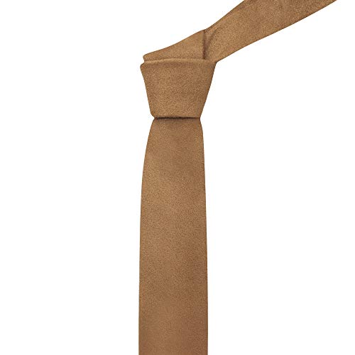 King & Priory Luxury Golden Brown Suede Necktie, Moleskin, Tan - Image 2