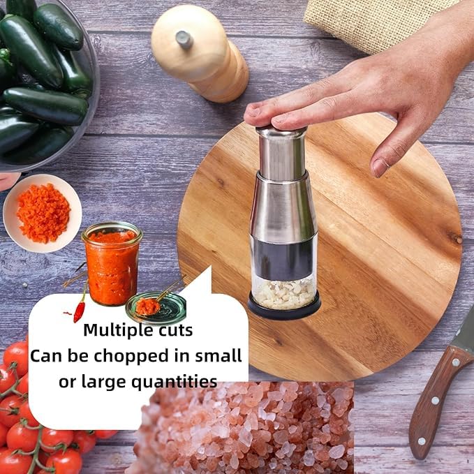 Suicune Pressed Garlic Chopper Multifunctional Manual Food PresserManual Press Chopper Stainless Steel Hand Food Chopper Garlic Press for Mincing Garlic Slicing Peppers and Onions - Image 5