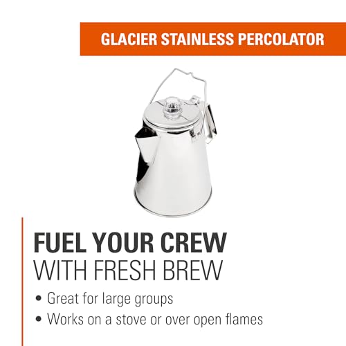 GSI Outdoors Percolator Coffee Pot I Glacier Stainless Steel Ultra-Rugged for Brewing Coffee Over Stove and Fire | Ideal for Group Camping, 14 Cup - Image 2