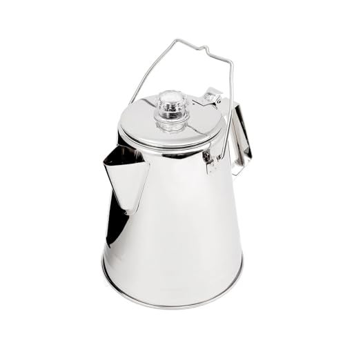 GSI Outdoors Percolator Coffee Pot I Glacier Stainless Steel Ultra-Rugged for Brewing Coffee Over Stove and Fire | Ideal for Group Camping, 14 Cup - Image 1