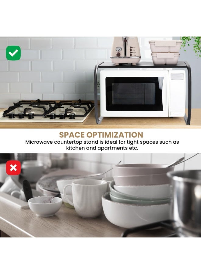 سيوسي Metal Microwave Stand, Space-Saving Countertop Organizer, Sturdy Black Kitchen Shelf for Microwave, Oven & Small Appliances, Compact Home & Office Storage (Black, 55x35x35cm, 2-Tier) - Image 4