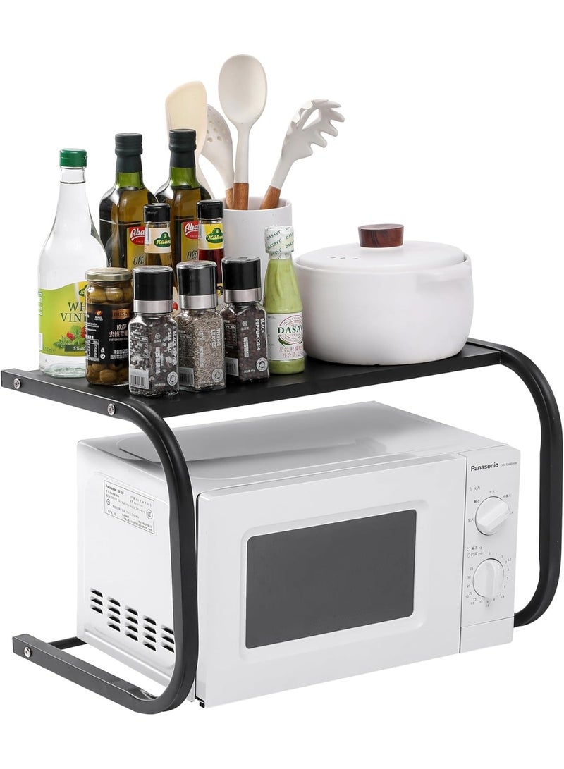 سيوسي Metal Microwave Stand, Space-Saving Countertop Organizer, Sturdy Black Kitchen Shelf for Microwave, Oven & Small Appliances, Compact Home & Office Storage (Black, 55x35x35cm, 2-Tier) - Image 1