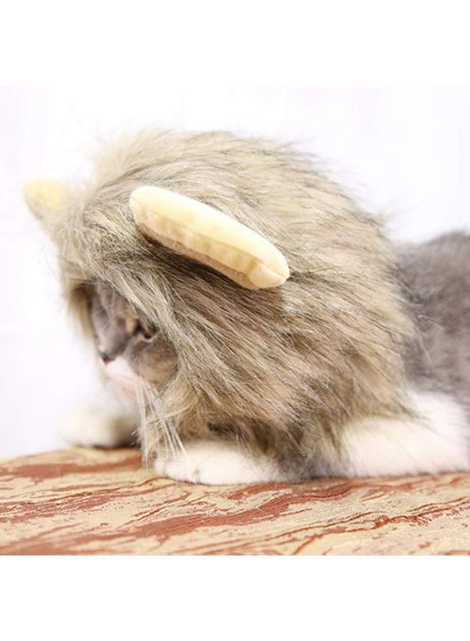 CBLUO Halloween Cat Lion Mane Wig Costume Christmas Little Dog Lion Hair Adjustable Washable Funny Pet Puppy Dress Up Hat Cute Kitten Kitty Hair Mane with Ears for Holiday Photo Shoots Cospaly Party Size M - Image 4