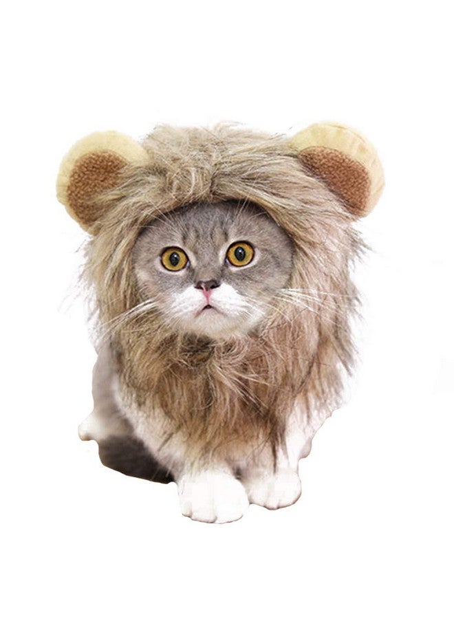CBLUO Halloween Cat Lion Mane Wig Costume Christmas Little Dog Lion Hair Adjustable Washable Funny Pet Puppy Dress Up Hat Cute Kitten Kitty Hair Mane with Ears for Holiday Photo Shoots Cospaly Party Size M - Image 1