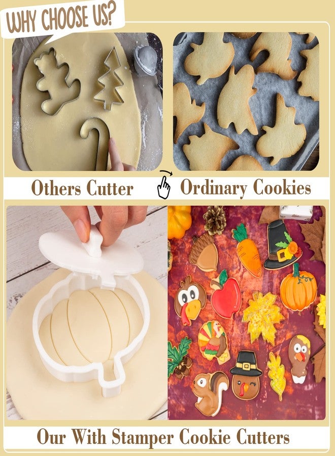 Flycalf Thanksgiving Cookie Cutters Squirrel with Plunger Stamps Handle Baking Mold Gifts Holiday PLA Decorative Party 3.5" Kitchen Cake Supplies - Image 3