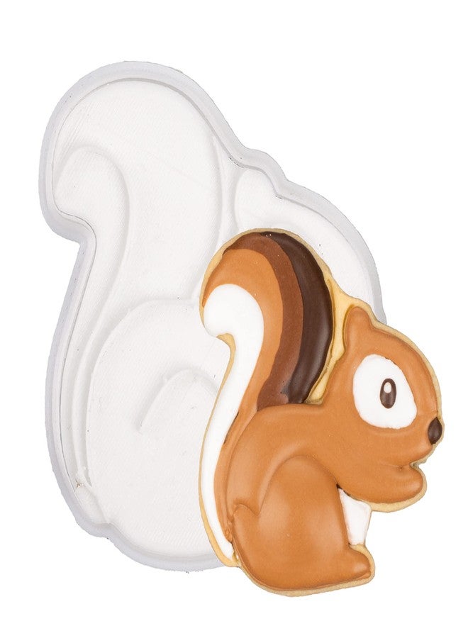 Flycalf Thanksgiving Cookie Cutters Squirrel with Plunger Stamps Handle Baking Mold Gifts Holiday PLA Decorative Party 3.5" Kitchen Cake Supplies - Image 1