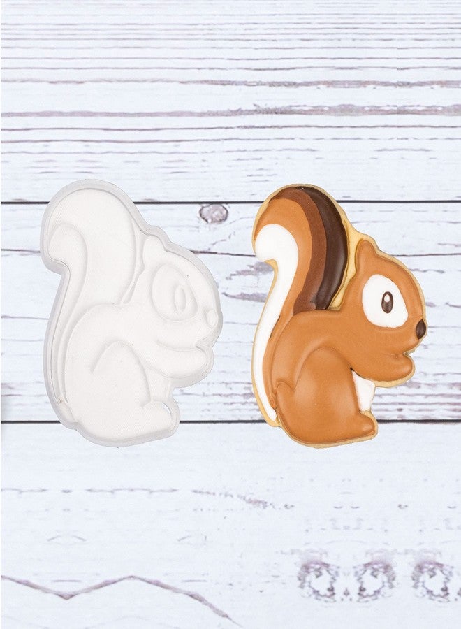 Flycalf Thanksgiving Cookie Cutters Squirrel with Plunger Stamps Handle Baking Mold Gifts Holiday PLA Decorative Party 3.5" Kitchen Cake Supplies - Image 5