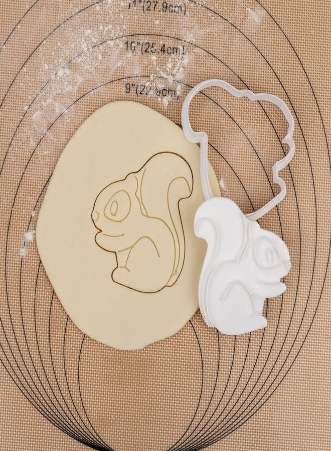 Flycalf Thanksgiving Cookie Cutters Squirrel with Plunger Stamps Handle Baking Mold Gifts Holiday PLA Decorative Party 3.5" Kitchen Cake Supplies - Image 2