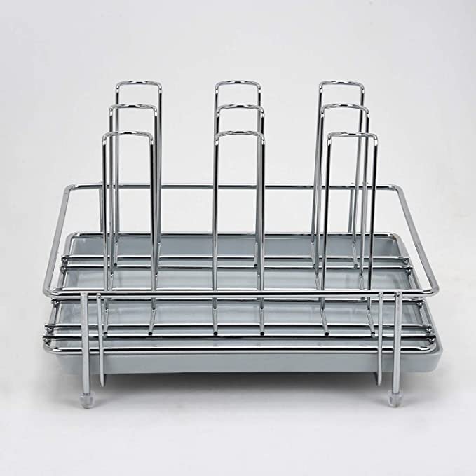 LEVON Stainless Steel Glass Stand for 6 & 9 Glasses | Silver Glass Holder for Kitchen & Dining Table | 9-Rack Durable Organizer | Rustproof & Space-Saving - Image 2