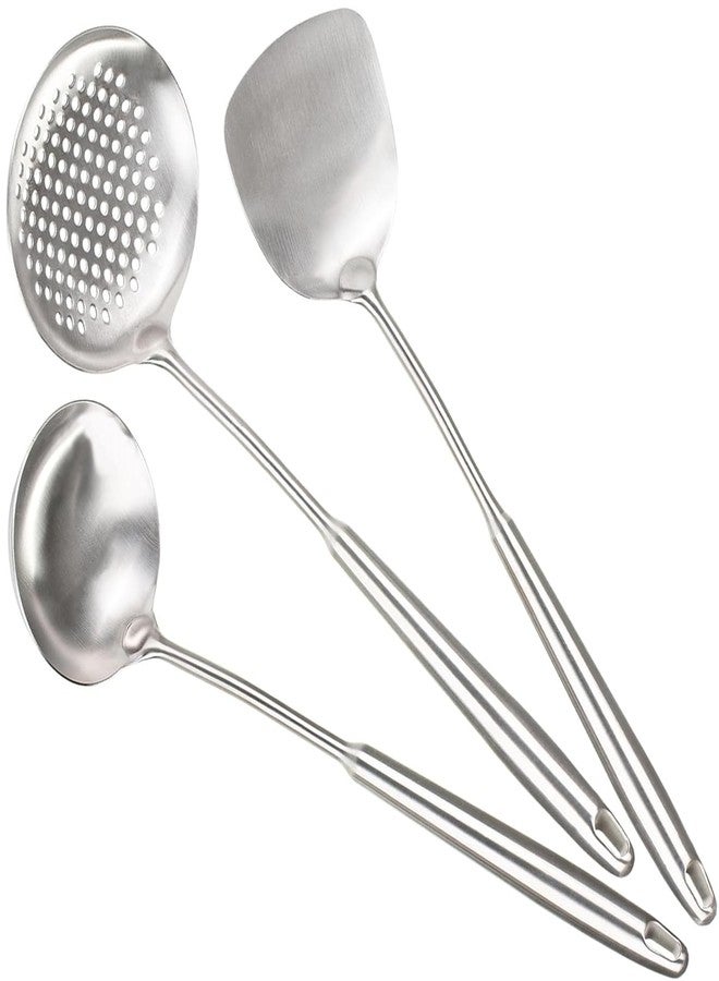 Berglander Wok Spatula Set, Stainless Steel Kitchen Cooking Utensils - 17" Wok Tools: Spatula, Ladle, Skimmer - Image 1