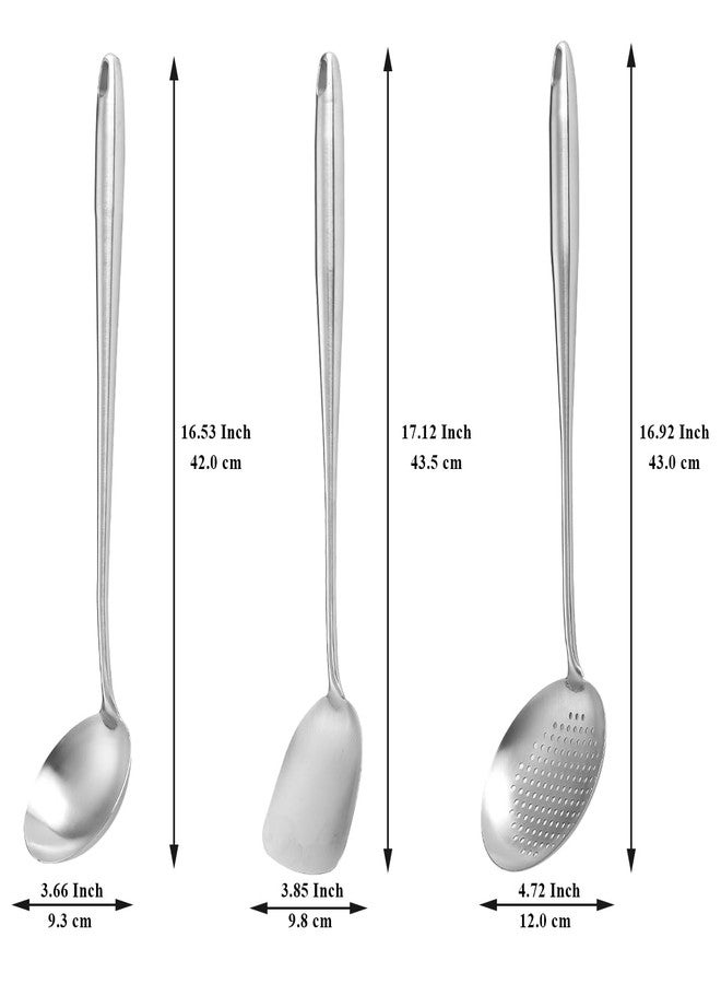 Berglander Wok Spatula Set, Stainless Steel Kitchen Cooking Utensils - 17" Wok Tools: Spatula, Ladle, Skimmer - Image 2