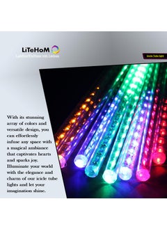 Litehom Litehom Rain Drop Lights LED Meteor Shower Lights 118 inch 8 Tubes 192leds Icicle Falling Lights for Diwali Lights for Decoration for Home Xmas Tree Christmas Decoration Outdoor Multicolor  - Image 3