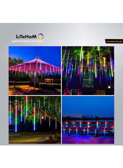 Litehom Litehom Rain Drop Lights LED Meteor Shower Lights 118 inch 8 Tubes 192leds Icicle Falling Lights for Diwali Lights for Decoration for Home Xmas Tree Christmas Decoration Outdoor Multicolor  - Image 4