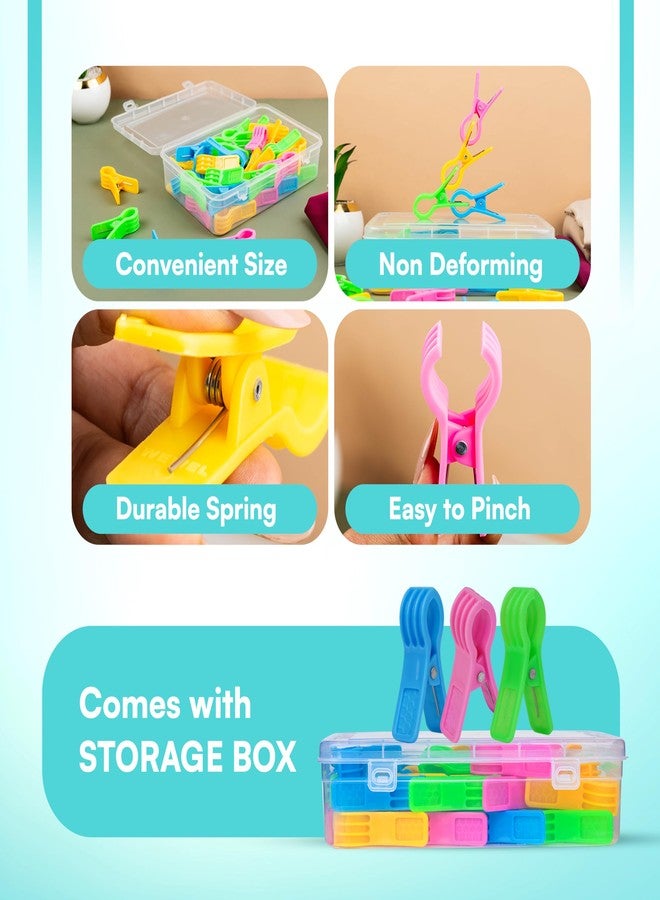 WEWEL®Premium Cloth Clips for Drying Clothes - Ora Clip Multipurpose Clothe Pins for Indoor and Outdoor Use, Strong and Durable Clippers for Hanging Come with Storage Box: 20 pc - Image 3