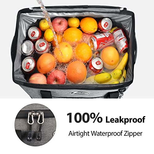 Maelstrom Collapsible Soft Sided Cooler - 75 Cans Extra Large Lunch Cooler Bag Insulated Leakproof Camping Cooler, Portable for Grocery Shopping, Camping, Tailgating and Road Trips，Grey - Image 5
