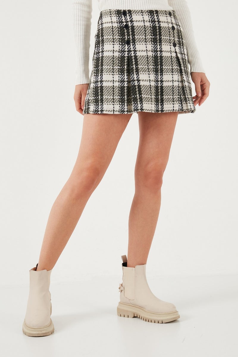 Lela Regular Fit Winter Tweed Mini Short Skirt Women's Short Skirt 611ET0020  - Image 3