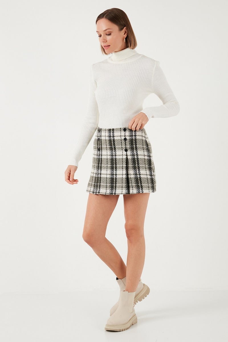 Lela Regular Fit Winter Tweed Mini Short Skirt Women's Short Skirt 611ET0020  - Image 1