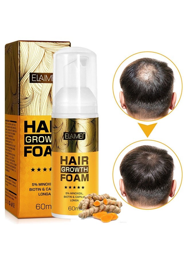 Elaimei - Hair Growth Foam, With Minoxidil Biotin& , Hair Regrowth Treatment for Stronger, For Natural Hair Regrowth & Thickening, Thicker Longer Hair That Stop Hair Thinning 60ml - Image 1