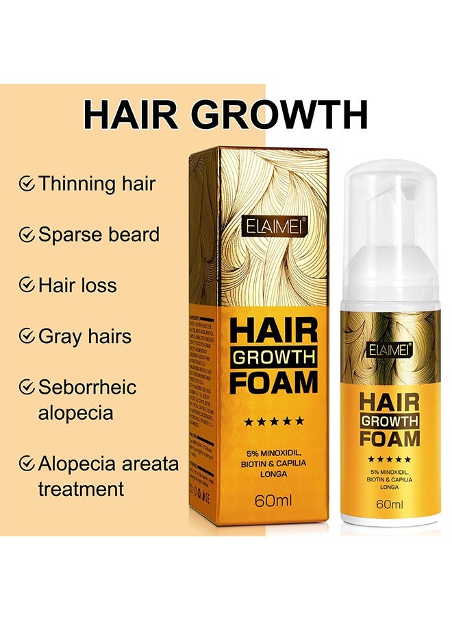 Elaimei - Hair Growth Foam, With Minoxidil Biotin& , Hair Regrowth Treatment for Stronger, For Natural Hair Regrowth & Thickening, Thicker Longer Hair That Stop Hair Thinning 60ml - Image 1