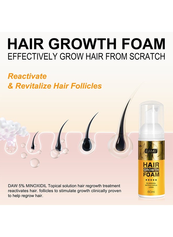 Elaimei - Hair Growth Foam, With Minoxidil Biotin& , Hair Regrowth Treatment for Stronger, For Natural Hair Regrowth & Thickening, Thicker Longer Hair That Stop Hair Thinning 60ml - Image 1