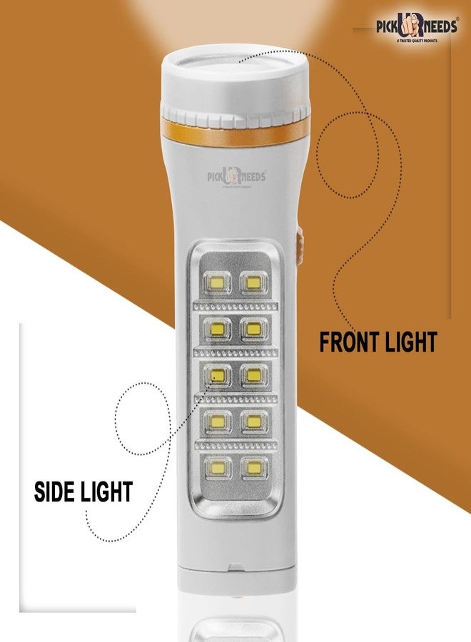 Pick Ur Needs Rechargeable 25W+10 SMD Long Range Torch Emergency Search Light with Slide Charging Plug (Pack of 2) - Image 2
