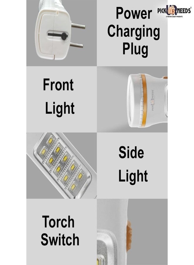 Pick Ur Needs Rechargeable 25W+10 SMD Long Range Torch Emergency Search Light with Slide Charging Plug (Pack of 2) - Image 5