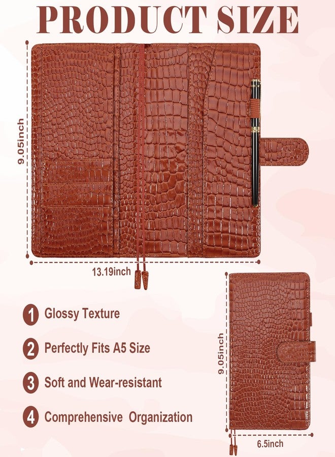 غطاء من الجلد الصناعي من SKLENICE لدفاتر A5، غطاء بني اللون للمخططات، متوافق مع دفاتر Hobonichi Cousin Stalogy وMD A5، مزود بجيوب لحلقات الأقلام لدفاتر المخططات القابلة لإعادة التعبئة. - Image 2