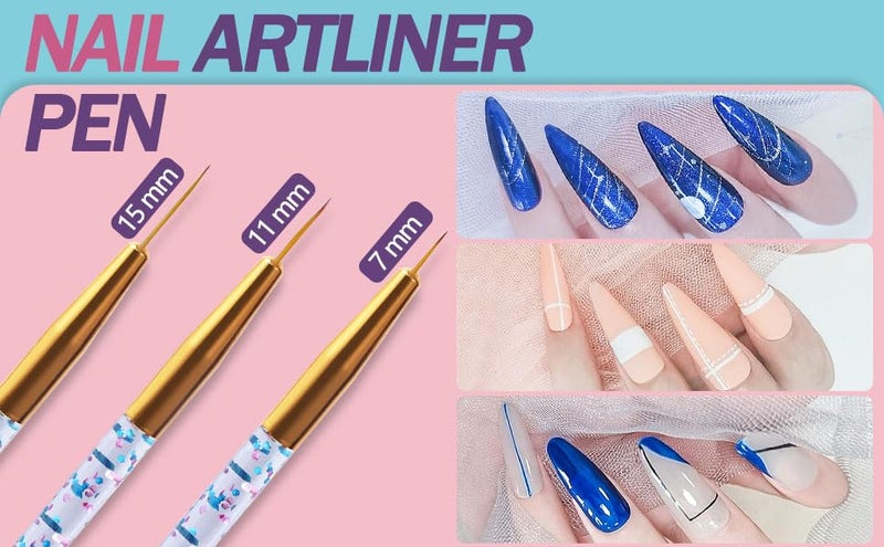 Artdone 35pcs Nail Art Pens brushes,Nail Art Tool Set,Nail Dotting Tools,Nail Dust Brush,Striping Nail Art Brushes for Long Lines,Nail Drawing Pen For Nail Design - Image 5