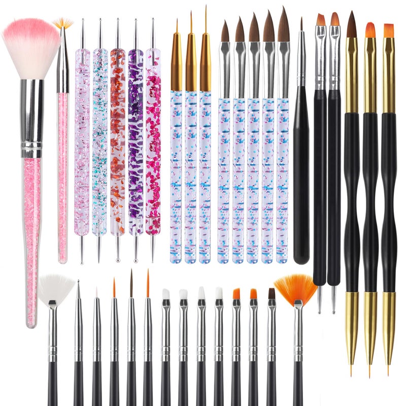 Artdone 35pcs Nail Art Pens brushes,Nail Art Tool Set,Nail Dotting Tools,Nail Dust Brush,Striping Nail Art Brushes for Long Lines,Nail Drawing Pen For Nail Design - Image 1