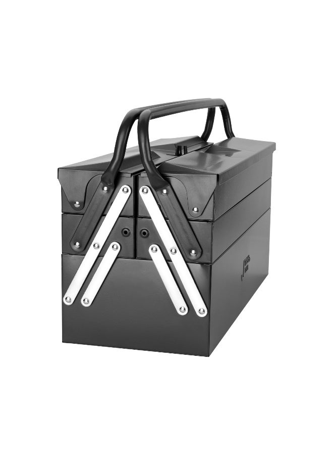 Jetechtool Tool Box, 21-Inch Portable Steel Tool Box with Metal Latch Closure & Metal Handle, Rustproof Multi-Purpose Heavy Duty Toolbox, Grey - TB-21 - Image 2