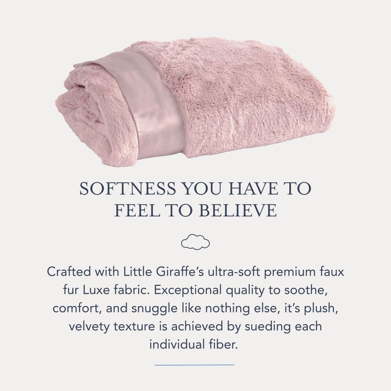 Little Giraffe Luxe Baby Blanket â€“ 29x35â€ Satin Trim, Dusty Pink | Ultra-Soft, Hypoallergenic Stroller & Nursery Blanket | Perfect for Newborns & Toddlers - Image 4