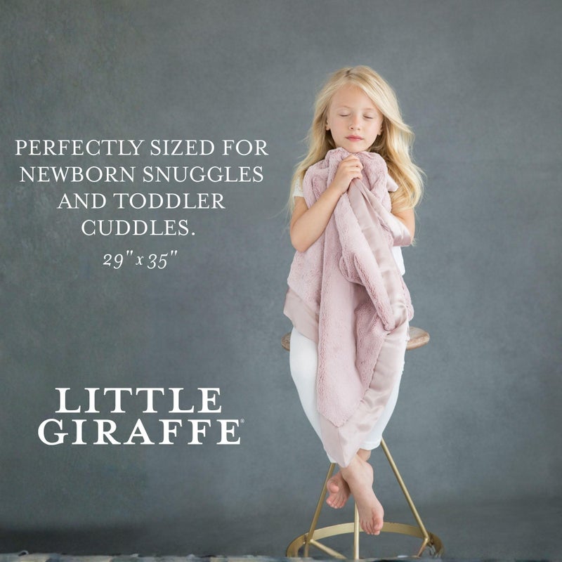 Little Giraffe Luxe Baby Blanket â€“ 29x35â€ Satin Trim, Dusty Pink | Ultra-Soft, Hypoallergenic Stroller & Nursery Blanket | Perfect for Newborns & Toddlers - Image 3