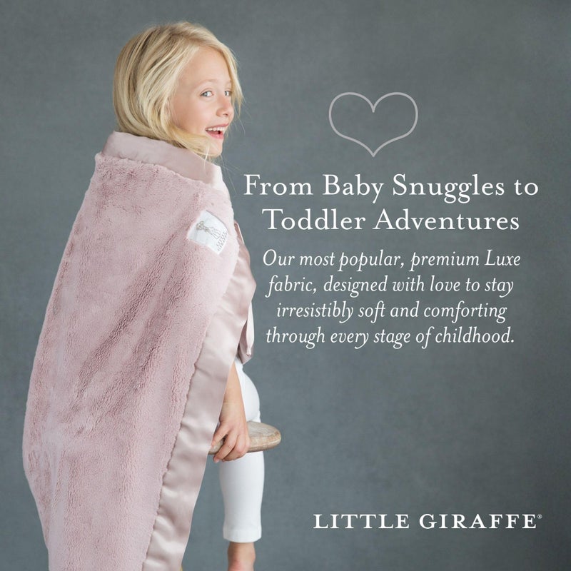 Little Giraffe Luxe Baby Blanket â€“ 29x35â€ Satin Trim, Dusty Pink | Ultra-Soft, Hypoallergenic Stroller & Nursery Blanket | Perfect for Newborns & Toddlers - Image 2