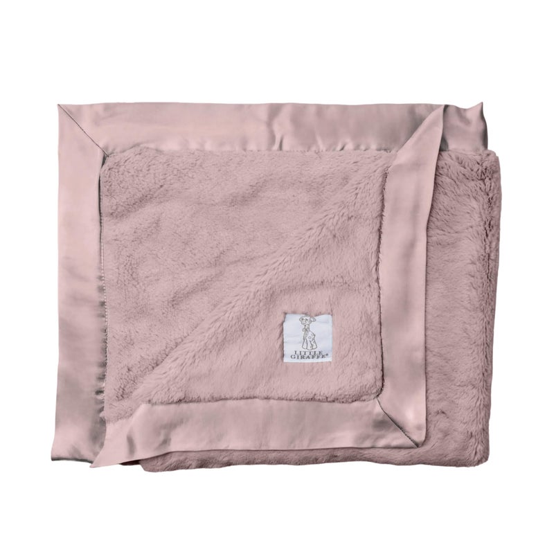 Little Giraffe Luxe Baby Blanket â€“ 29x35â€ Satin Trim, Dusty Pink | Ultra-Soft, Hypoallergenic Stroller & Nursery Blanket | Perfect for Newborns & Toddlers - Image 1