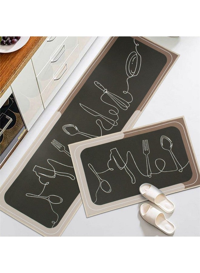 Home-Cloud حصيرة مطبخ هوم كلاود مستطيلة: مضادة للانزلاق، ناعمة، قابلة للغسل، مزخرفة بتصميم مميز للأرضيات، المطابخ، والغرف - (سمك 6 مم، 41x122 سم و 41x61 سم) (أسود_بني_فولك) - Image 1