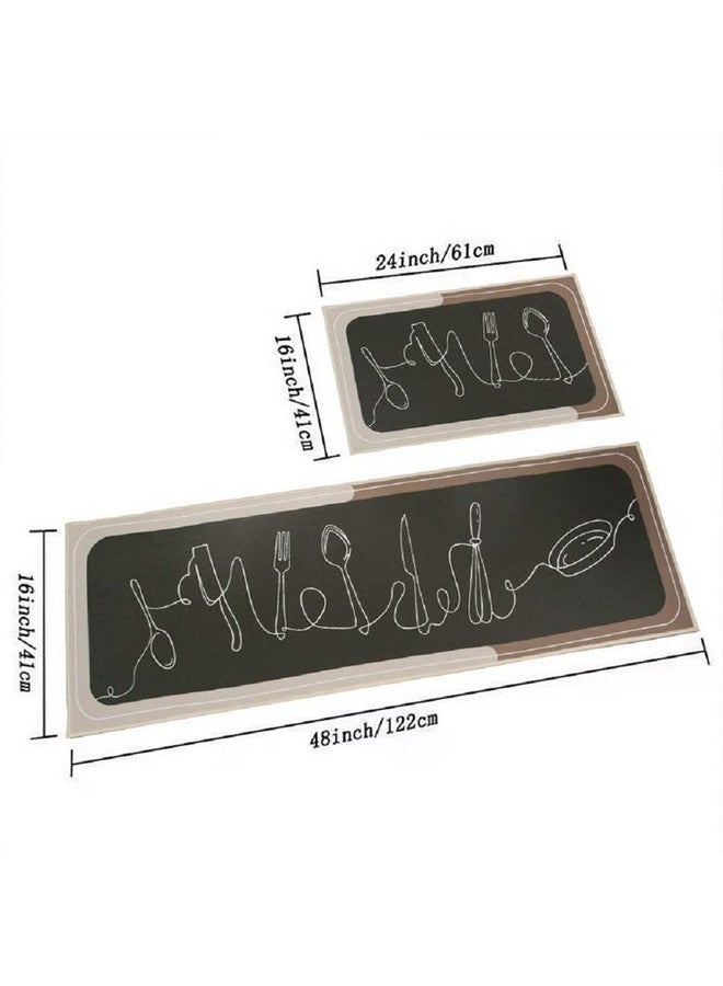 Home-Cloud حصيرة مطبخ هوم كلاود مستطيلة: مضادة للانزلاق، ناعمة، قابلة للغسل، مزخرفة بتصميم مميز للأرضيات، المطابخ، والغرف - (سمك 6 مم، 41x122 سم و 41x61 سم) (أسود_بني_فولك) - Image 4