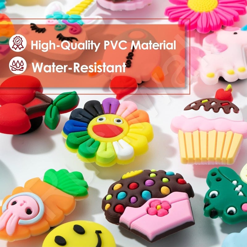 Rushwak 30Pcs Croc Charms High Quilaty Clogs Charms for Croc Accessories Assorted Cute Cartoon Jibbitz for Croc Sticker Button for Girls Boys Women Men Rubber Decoration Slippers Shoe Crocks Jibbitz - Image 5